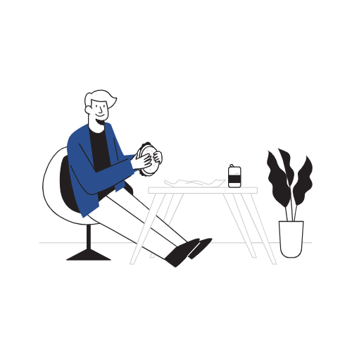 Guy is eating bugur at table